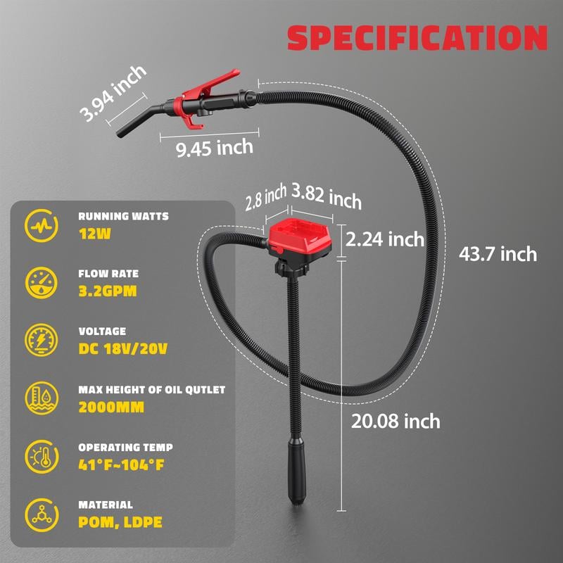 Cordless Fuel Transfer Pump Compatible | with DeWalt 20V & Milwaukee 18V Batteries